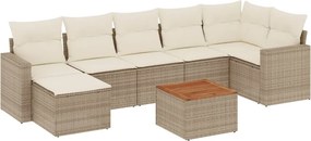 vidaXL 8 részes bézs polyrattan kerti ülőgarnitúra párnával