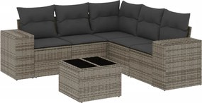vidaXL 6 részes szürke polyrattan kerti ülőgarnitúra párnákkal