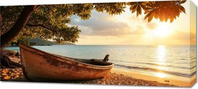 Vászonkép 90x40cm Hálószoba Nappaliba Panoráma Csónak