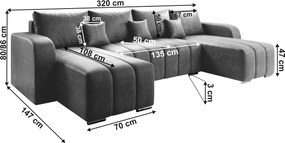 Univerzális ülőgarnitúra, szürke, PORIMA U