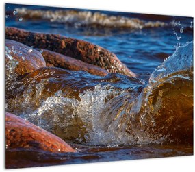 Részletes kép - víz a kövek között (üvegen) (70x50 cm)