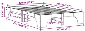 Ágykeret Fehér Fa 120 x 200 cm Tartós Ágykeret Téglalap alakú