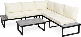 Furnigo Malaga kerti fémszett - fekete/krémszínű párnák
