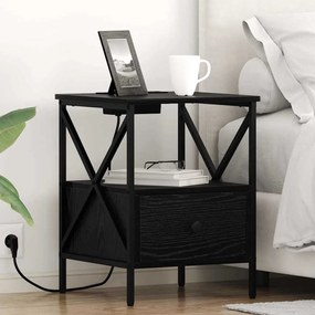Éjjeliszekrény 2 pcs Musta tammi 41.5 x 40.5 x 55 cm Faanyag