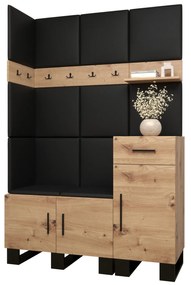 Előszobabútor Amanda 10 (artisan tölgy + fekete öko-bőr). 1085946