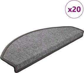 vidaXL 20 db sötétszürke, félkör alakú, nagy lépcsőszőnyeg 65 x 24 x 4 cm