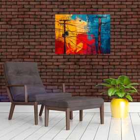 Üveg kép - Absztrakt elektromos vezetékek (70x50 cm)