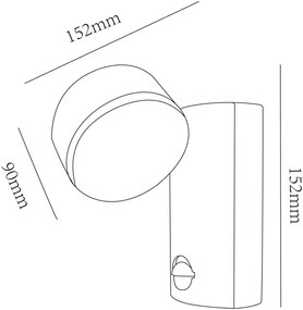 Avide kültéri fali lámpa Siraz LED 12W WW mozgásérzékelővel IP54