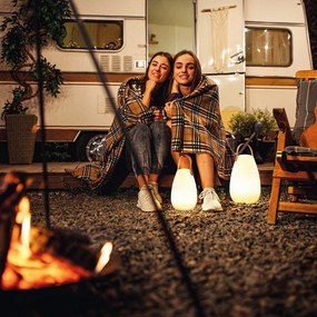 Fehér-barna LED asztali lámpa (magasság 26 cm) Ruby – Fischer &amp; Honsel