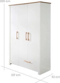 Fehér gyerek ruhásszekrény 139x200 cm Ava – Roba