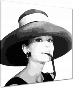 Vászonkép 90x90 Hepburn kalappal