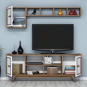 Ayla nappali bútorszett, dió-fehér, 160 cm