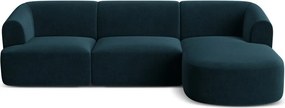 Petróleum színű bársony sarokkanapé (jobb oldali-heverő résszel) Campi – Cosmopolitan Design