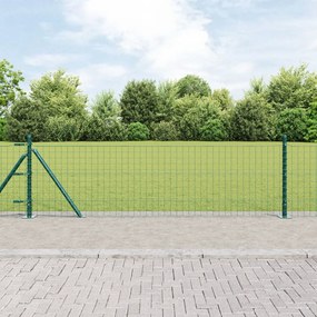 Kerítésoszlop Készlet 7 db Zöld Horganyzott acél