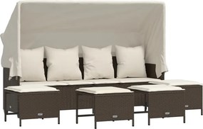 vidaXL 5 részes barna polyrattan kerti ülőgarnitúra párnával