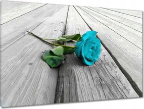 Vászonkép 120x80 Kék rózsa a deszkákon