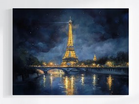Poszter Párizs Franciaország Eiffel-torony Szajna Éjszaka Kilátás 100x75