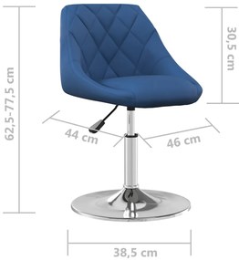 4 db kék bársony forgó étkezőszék