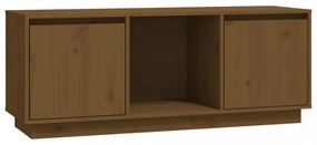 mézbarna tömör fenyőfa TV-szekrény 110,5x35x44 cm