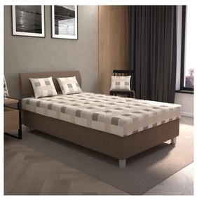 GEORGE kárpitozott ágy 120x200 cm, tárolóval és matraccal, barna