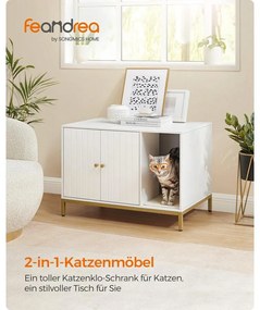 Feandrea macskaalom-bútor 80 × 50 × 55 cm, fehér és arany színben