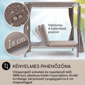 Blumfeldt Eremitage Double Sunbed, kétszemélyes napozóágy, napellenző tető, taupe