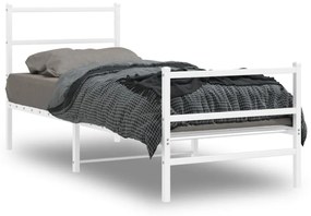 fehér fém ágykeret fej- és lábtámlával 80 x 200 cm