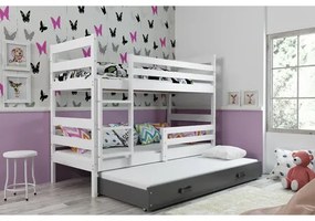 Gyerek emeletes ágy kihúzható ággyal ERYK 190x80 cm Szürke Fehér