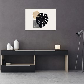 Üveg kép - Absztrakció trópusi levelekkel N⁰2 (70x50 cm)