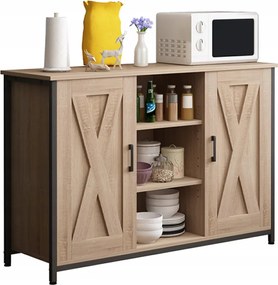 Tálalószekrény Oldalsó Szekrény Nyitott Polcokkal Komód Sonoma Konyha Nappali 100CM