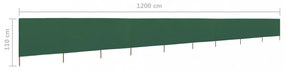 zöld 9-paneles szövet szélfogó 1200 x 80 cm