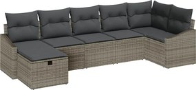 vidaXL Kanapé Szett párnával tárolóval 7 pcs Szürke polirattan