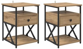 Éjjeliszekrény 2 pcs kézműves tölgy 40 x 42 x 55 cm Faanyag