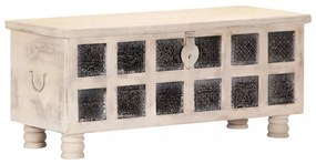 fehér tömör akácfa tárolóláda 110 x 40 x 45 cm