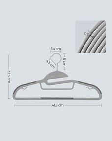 20 db-os vállfák, prémium műanyag ruhaakasztók, világos és sötétszürke