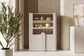 Amilio vitrines szekrény 100 cm kétszárnyú - kasmír / olajozott tölgy / kasmír fogantyúk