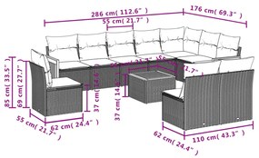 11 részes bézs polyrattan kerti ülőgarnitúra párnákkal