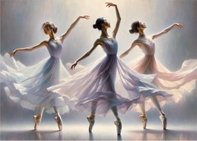 Üveg kép - Három balerina (70x50 cm)