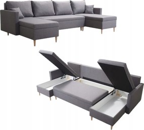 Sarok Összecsukható Scandik U Kanapé Szaruhártya Alvás Funkcióval 3X Tároló