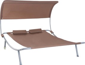 Outsunny Kétfős Kerti Napágy Modern Design, Állítható Tető, 2 Kerek, 2 Párna, Epoxi Acél, Poliészter, Sötétbarna | Aosom