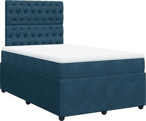 vidaXL sötétkék bársony rugós ágy matraccal 120 x 200 cm