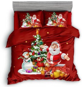 3D pamut ágyneműhuzat SANTA AND GIFTS piros, 100% pamut Ágyneműhuzat mérete: 70 x 90 cm | 140 x 200 cm
