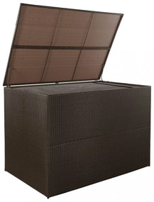 barna polyrattan kerti tárolóláda 150 x 100 x 100 cm