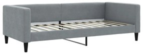 világosszürke kihúzható szövet heverő matracokkal 90 x 200 cm