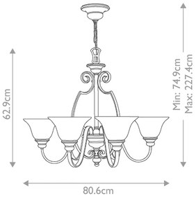 Hinkley HK-CELLO6 - Csillár láncon CELLO 6xE27/60W/230V