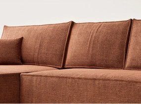 Rézszínű zsenília kinyitható-tárolóhelyes sarokkanapé (bal oldali-heverő résszel) Maze – Maison de Rêve