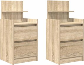 vidaXL 2 db sonoma tölgy színű éjjeliszekrények 2 fiókkal 38x34x80 cm