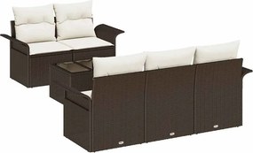 vidaXL Kanapé Szett párnával 6 pcs Barna polirattan