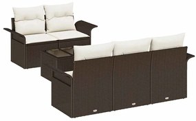 vidaXL Kanapé Szett párnával 6 pcs Barna polirattan
