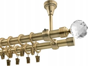 Függönykarnis dupla fém mennyezeti mix végzáró arany antik 19+19 mm 320 cm